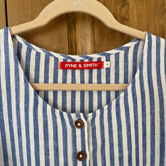 Pyne and Smith — Model No. 11 Dress in blue and white stripe — linen medium - Picture 3 of 5